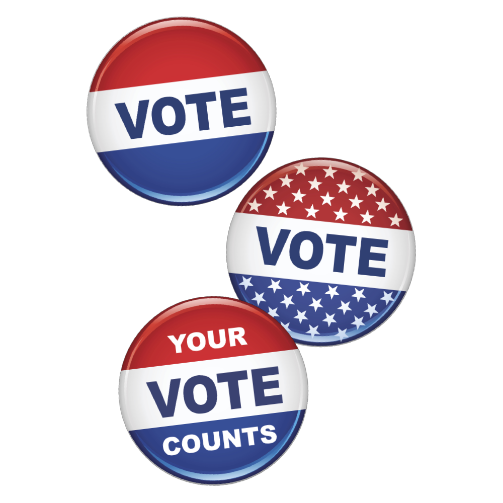 Election pins representing PeopleForBikes work in driving pro-bike legislation during the 2018 US midterm elections